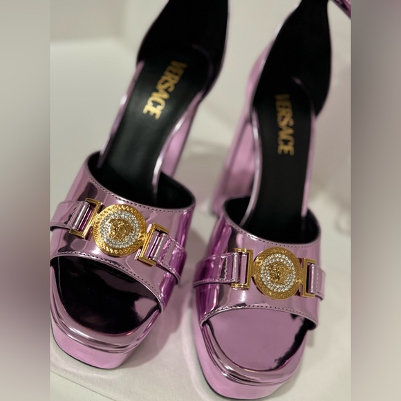 Versace  sandal h.120 ecolaminato lilac metallic - Picture 5 of 10